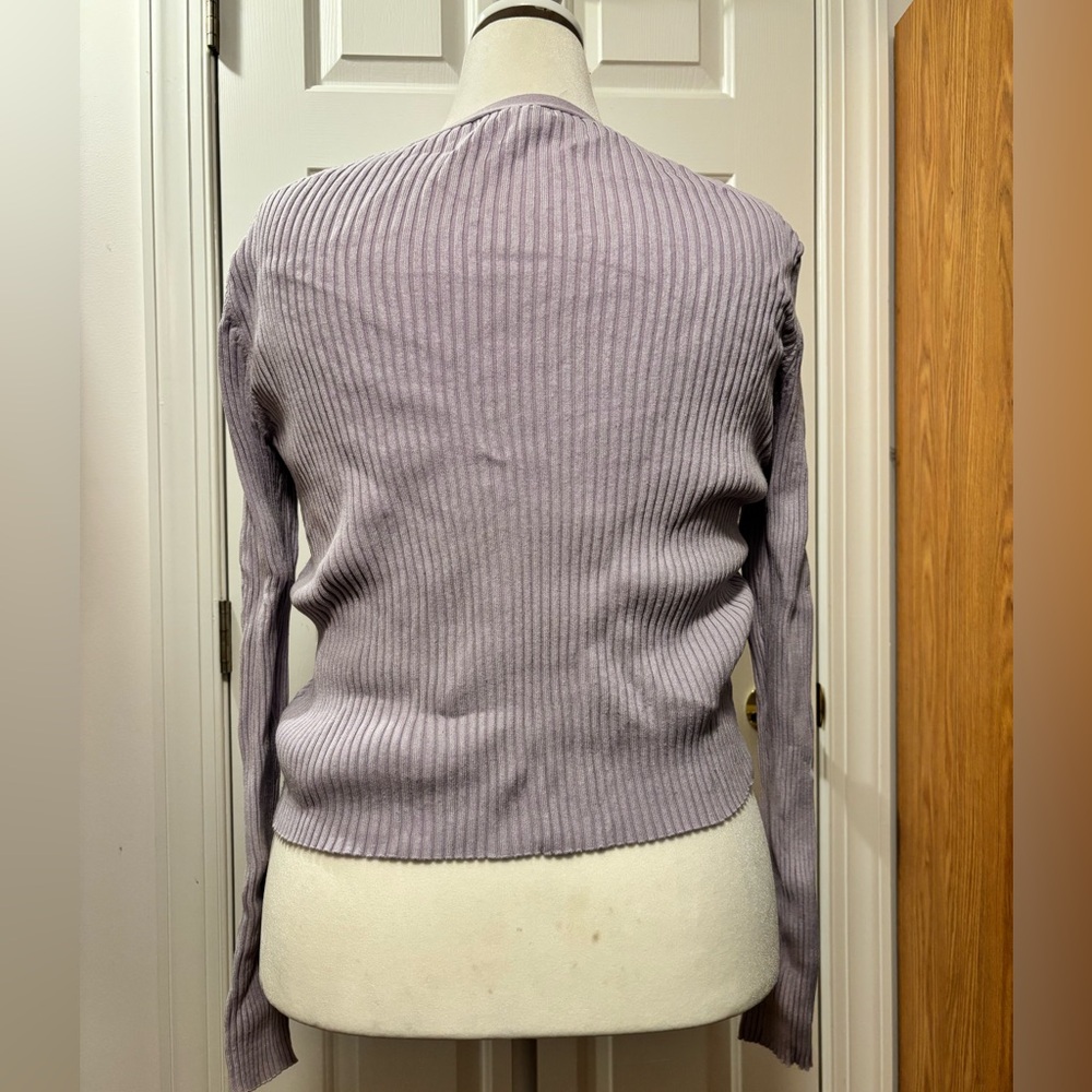 H&M Lilac Button-Up Ribbed Cardigan - Picture 2 of 5